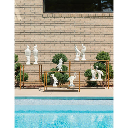Carson End Table by Chelsea House in antique gold leaf, clear. Made from iron, glass in a transitional style.