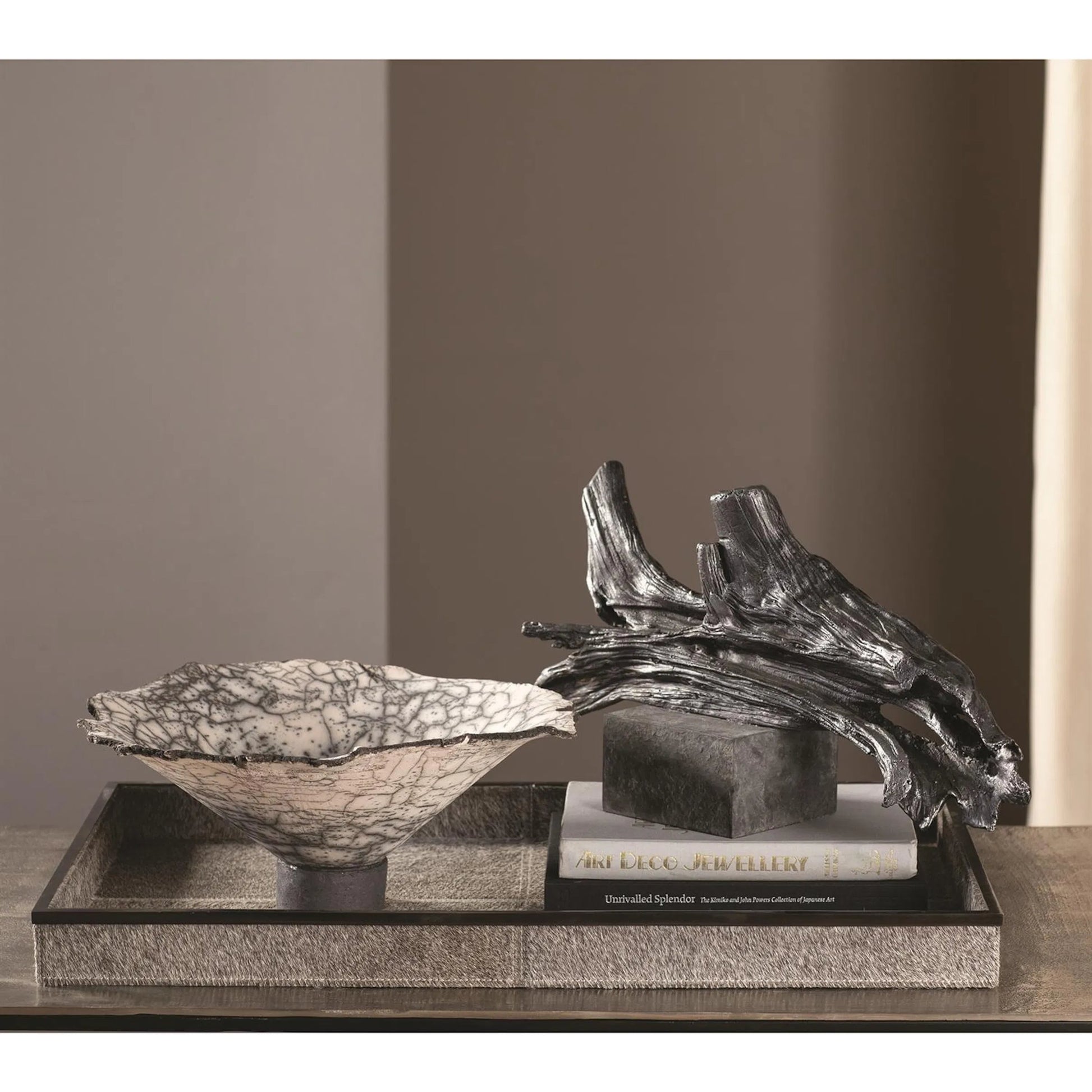 Iron Driftwood Sculpture by Global Views. Made from cast iron, marble in a eclectic & global style.