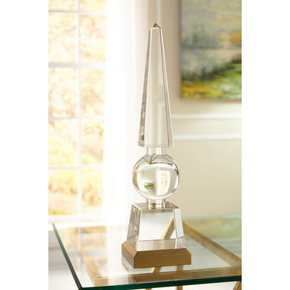 Architectural Obelisk by Chelsea House in clear, antique. Made from cast crystal in a transitional style.