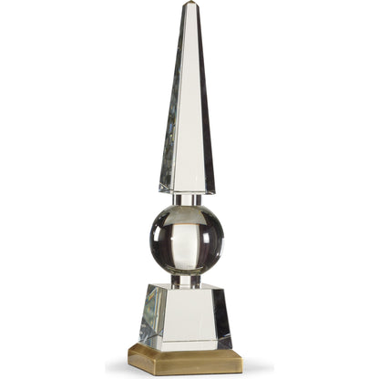 Architectural Obelisk by Chelsea House in clear, antique. Made from cast crystal in a transitional style.