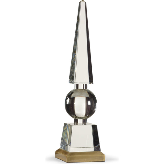 Architectural Obelisk by Chelsea House in clear. Made from cast crystal in a transitional style.