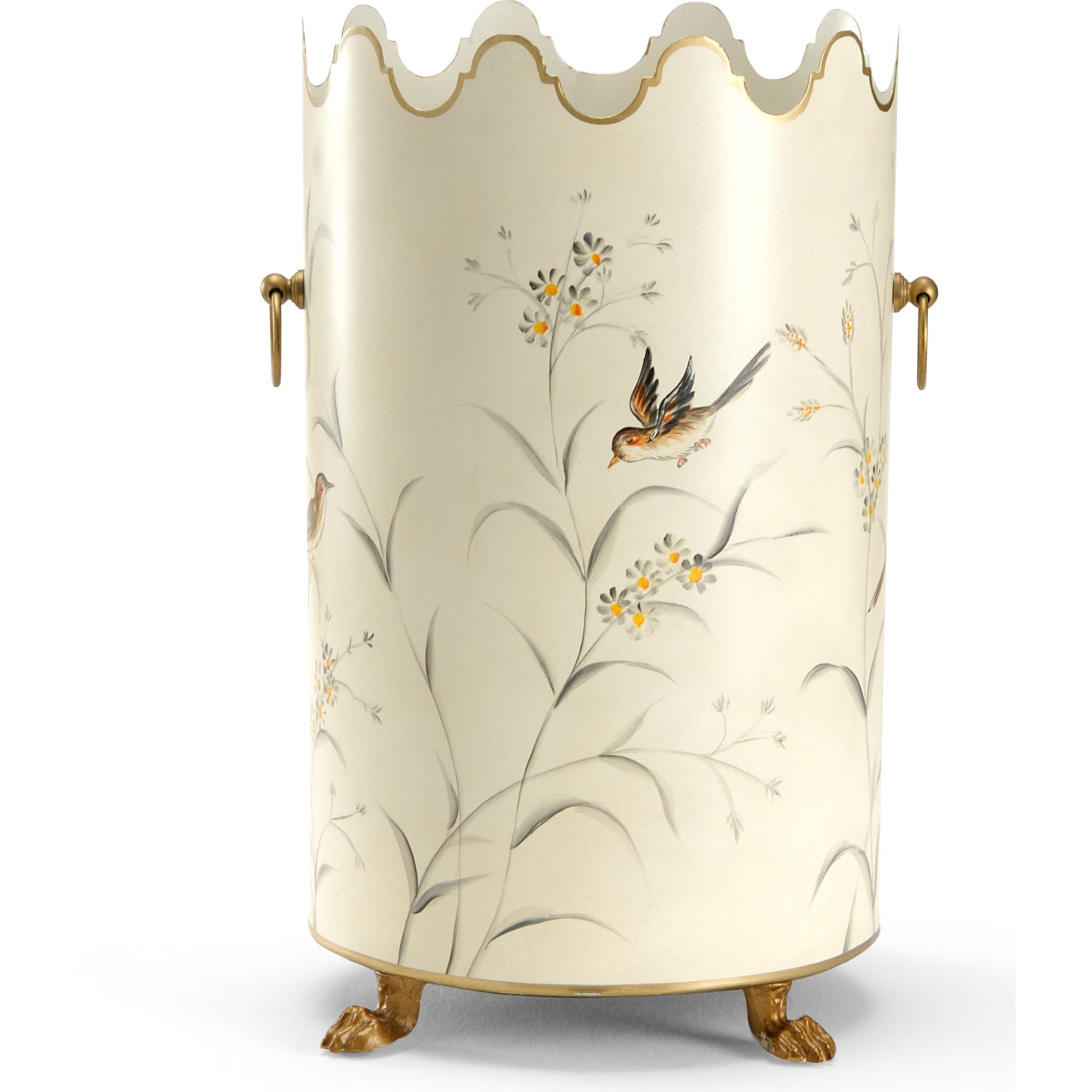 Aviary Wastebasket by Chelsea House in hand painted. Made from hand painted iron in a cottage & farmhouse style.