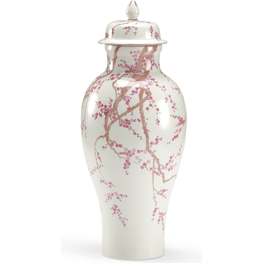 Slender Temple Jar by Chelsea House in white, pink. Made from hand painted in a eclectic & global style.