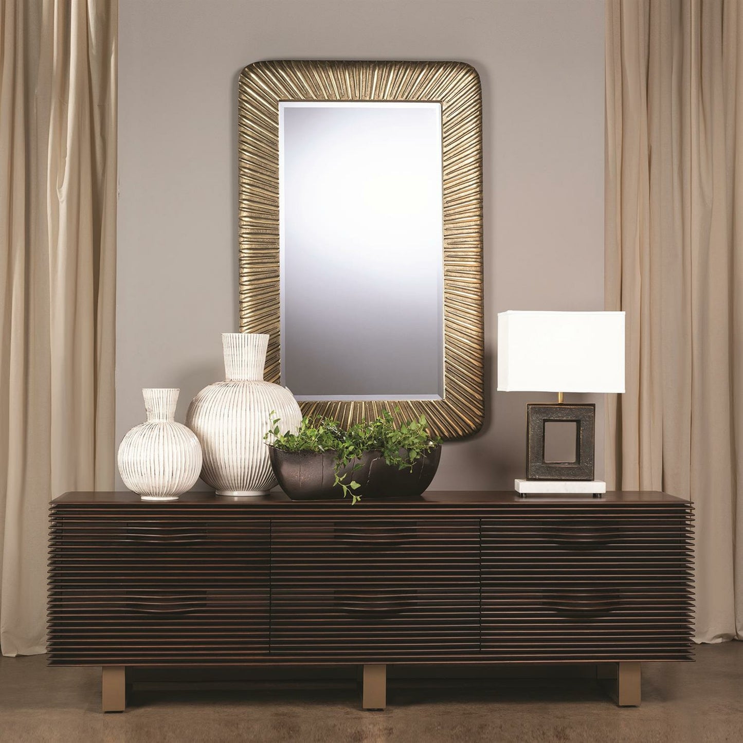 009 SR-892726 | Lifestyle | Oslo Long Chest by Global Views. Made from iron in a modern style.