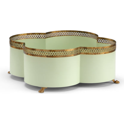 Tracery Cachepot by Chelsea House. Made from metal in a traditional style.