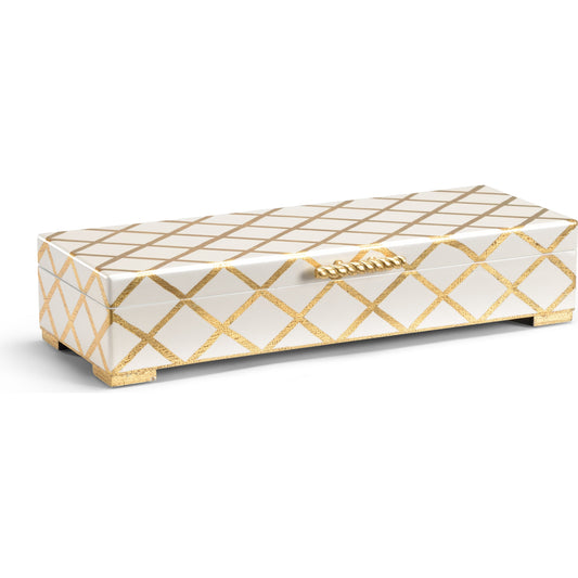 Hinged Lid Box by Chelsea House in white, gold. Made from unique in a transitional style.
