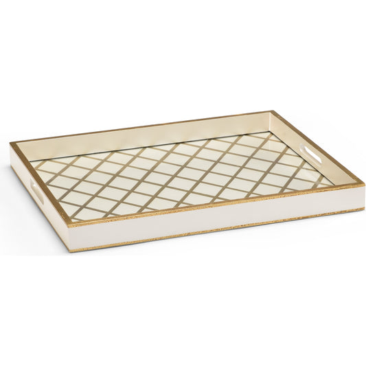 Tray by Chelsea House in white, gold. Made from decorated wood in a transitional style.