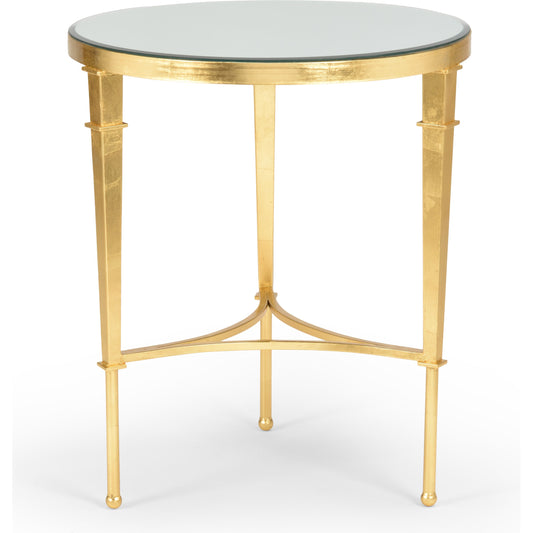 Round Regent Table by Chelsea House in gold. Made from iron in a traditional style.