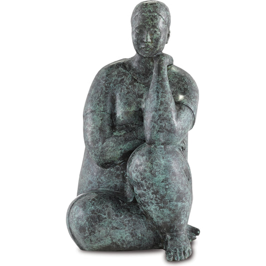 Lady Meditating by Currey and Company in granite green. Made from bronze in a eclectic & global style.