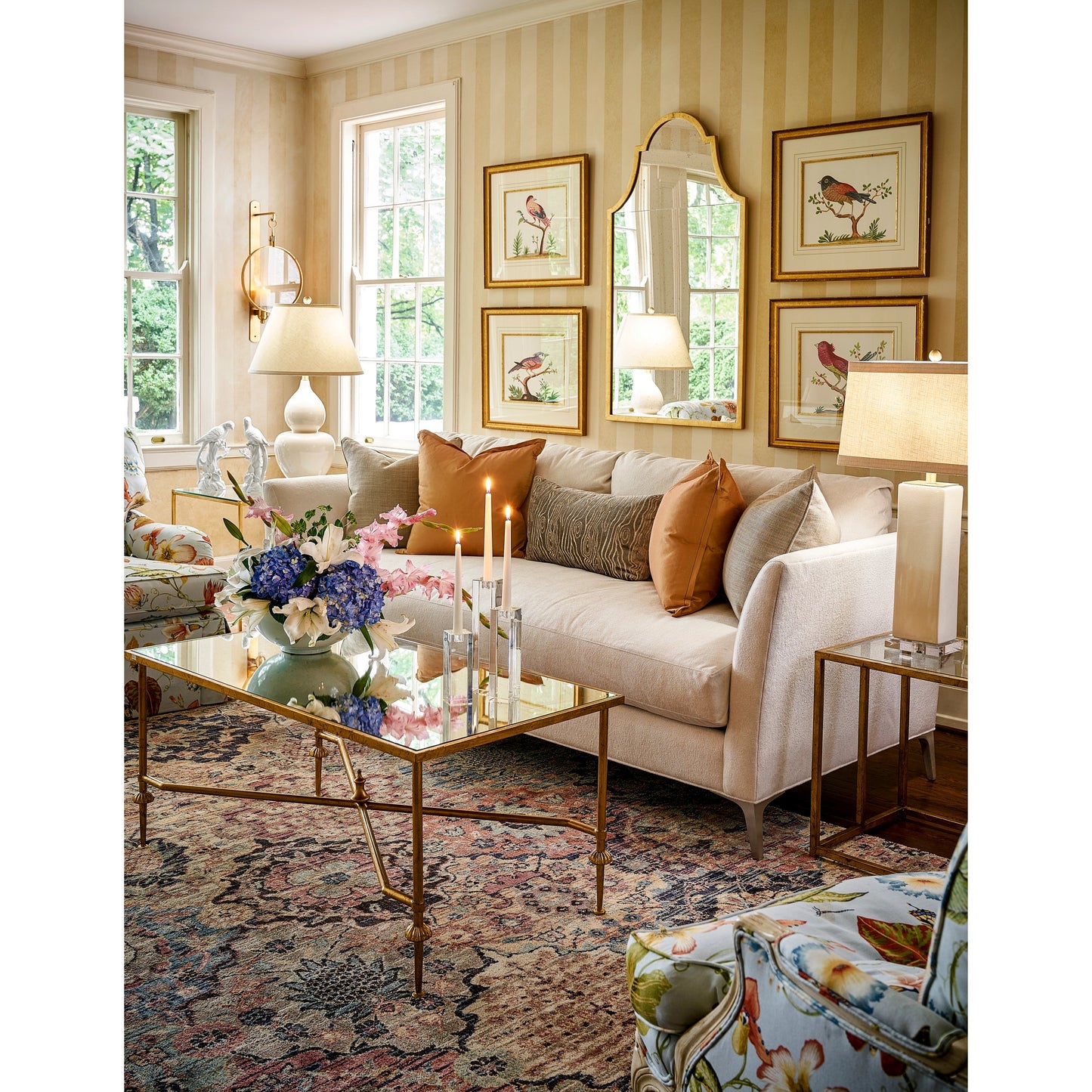 002 SR-382687 | Lifestyle | French Cocktail Table by Chelsea House in antique gold, antique. Made from wrought ironmirror in a transitional style.