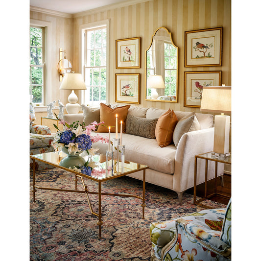 French Cocktail Table by Chelsea House in antique gold, antique. Made from wrought ironmirror in a transitional style.