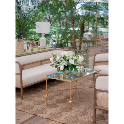 French Cocktail Table by Chelsea House in antique gold, antique. Made from wrought ironmirror in a transitional style.