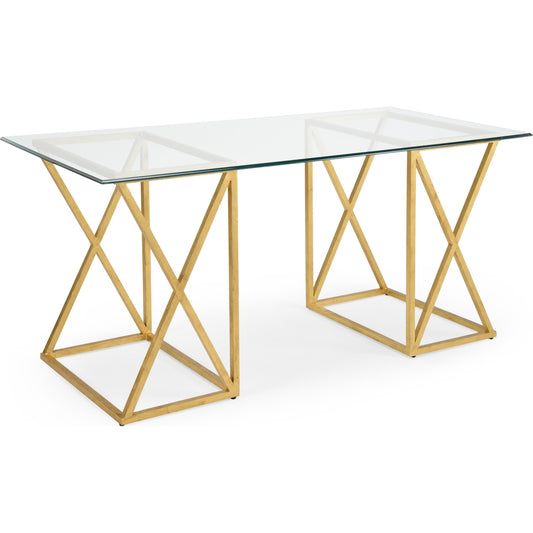Gilt Desk by Chelsea House in gold. Made from wrought iron in antique gold leaf finish in a modern style.