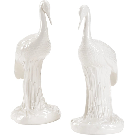 Heron (Set of 2) by Chelsea House in white glaze. Made from cast ceramic in a coastal style.