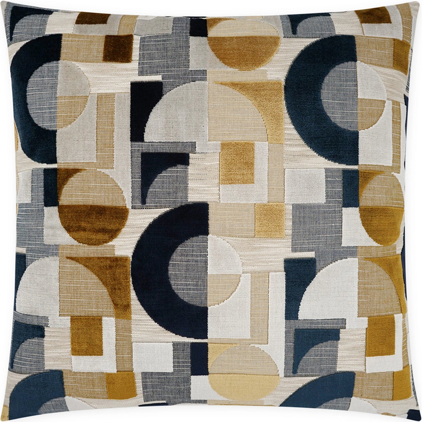001 SI-2028590 | Primary Silo | Sandusky Throw Pillow by DV Kap Home in navy, gold. Made from 52% viscose, 23% polyester, 21% cotton, 4% linen in a modern style.