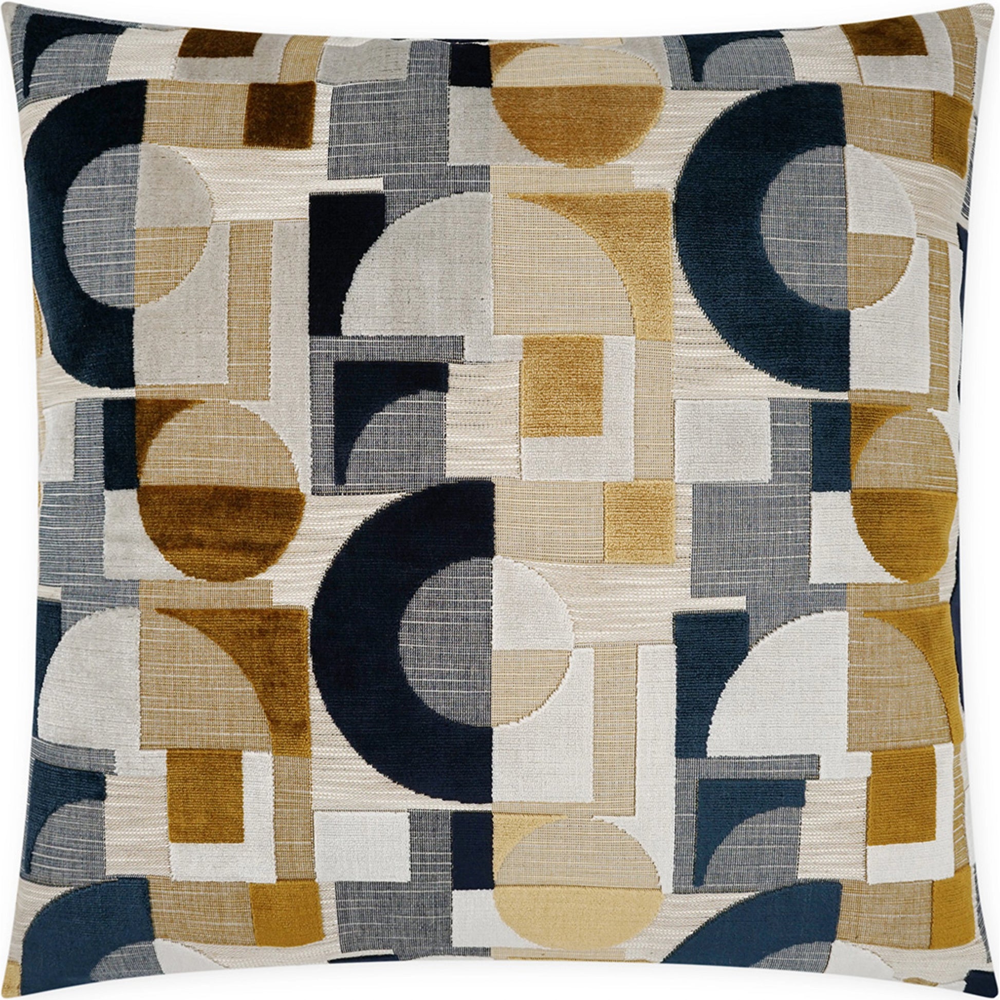 Sandusky Throw Pillow by DV Kap Home in navy, gold. Made from 52% viscose, 23% polyester, 21% cotton, 4% linen in a modern style.