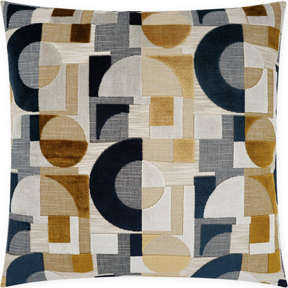 Sandusky Throw Pillow by DV Kap Home in navy, gold. Made from 52% viscose, 23% polyester, 21% cotton, 4% linen in a modern style.