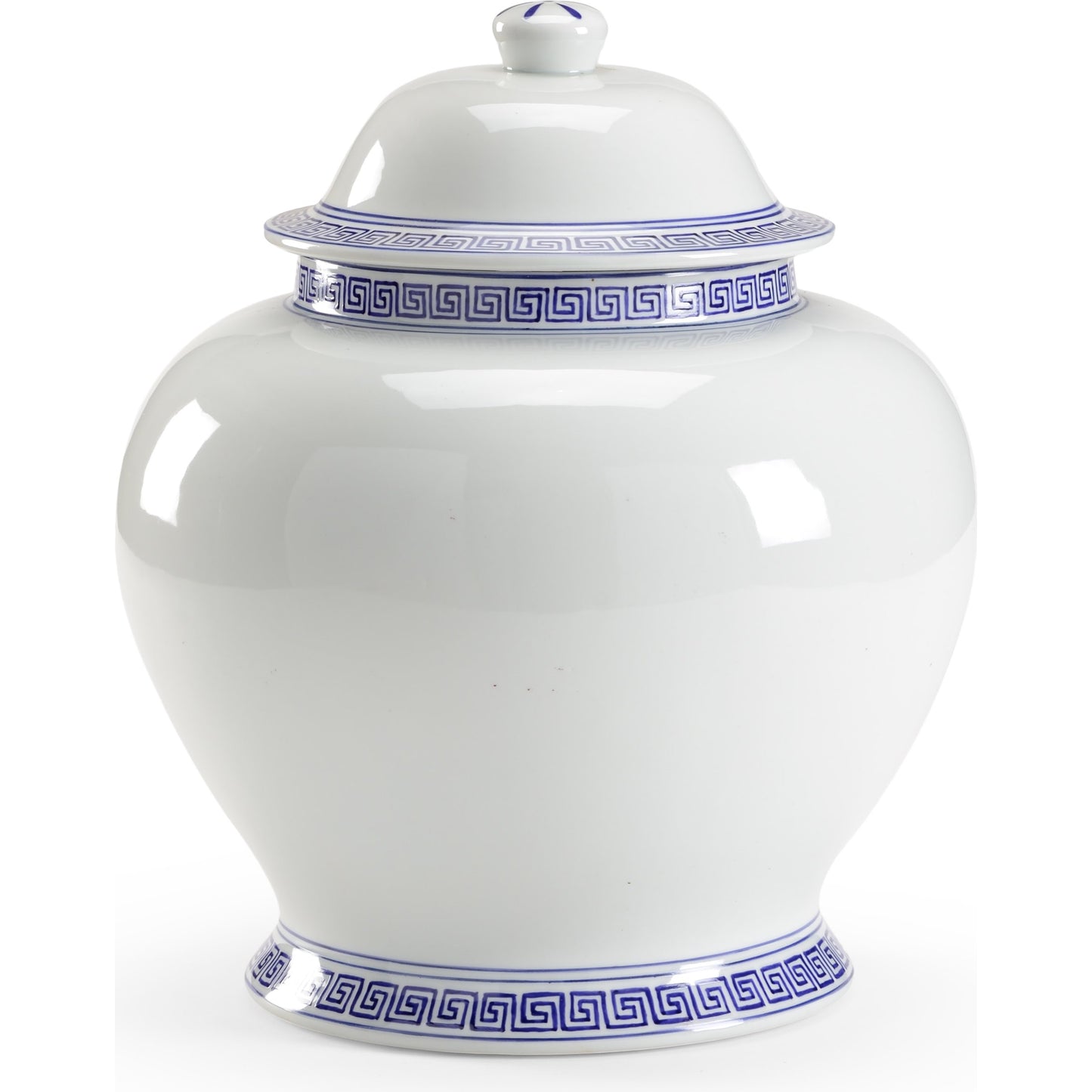 001 SR-382862 | Primary Silo | Greek Key Covered Urn by Chelsea House in hand decorated, greek key pattern. Made from hand decorated - blue in a transitional style.