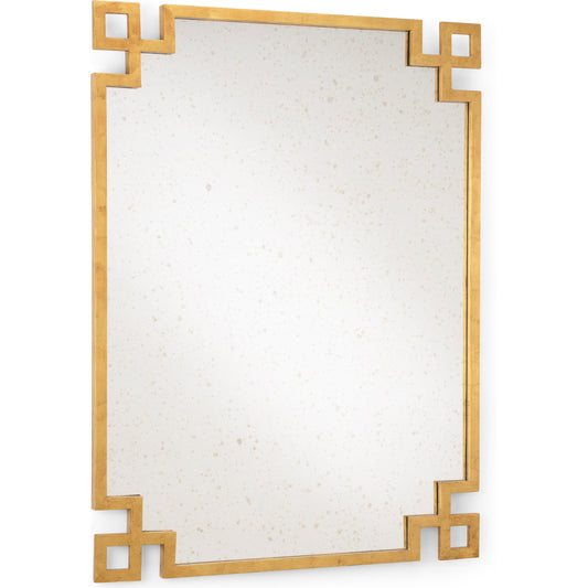 Parquetry Mirror by Chelsea House in antique gold leaf, antique. Made from metal frame - antique gold finish in a transitional style.