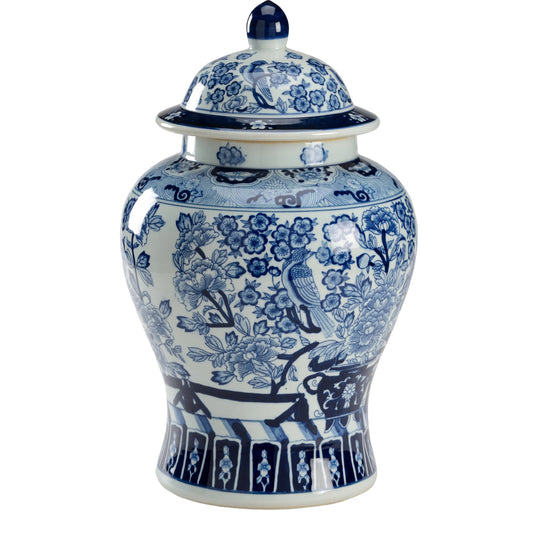 Floral Covered Urn by Chelsea House in white, blue. Made from unique in a eclectic & global style.