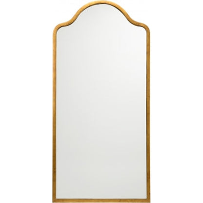 Scalloped Top Mirror by Chelsea House in antique gold leaf, plain. Made from gold leaf finish in a transitional style.