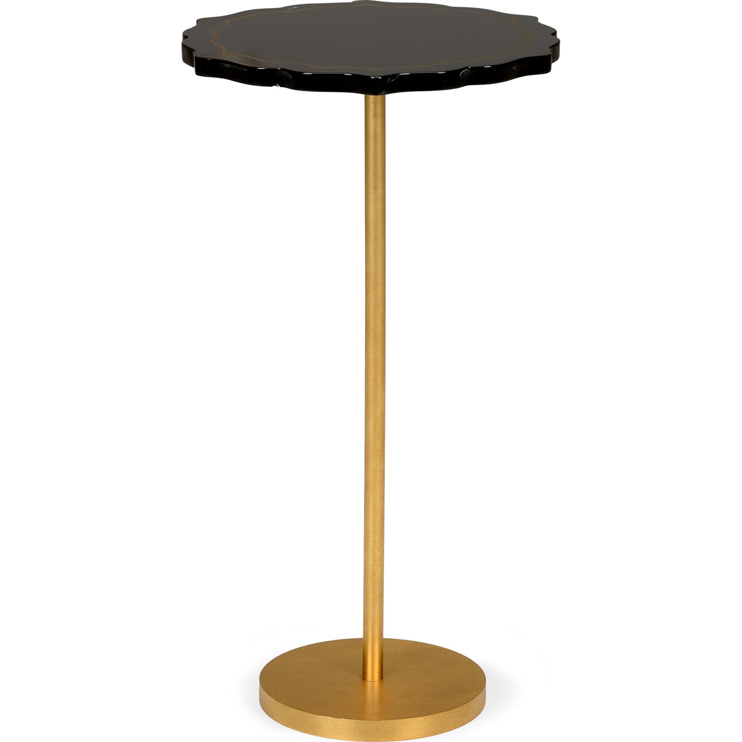 001 SR-382045 | Primary Silo | Side Table by Chelsea House in gold leaf, black. Made from gold leaf finish - iron in a transitional style.