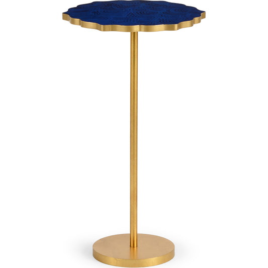 Lapis Side Table by Chelsea House in gold, blue. Made from gold leaf finish - iron in a transitional style.
