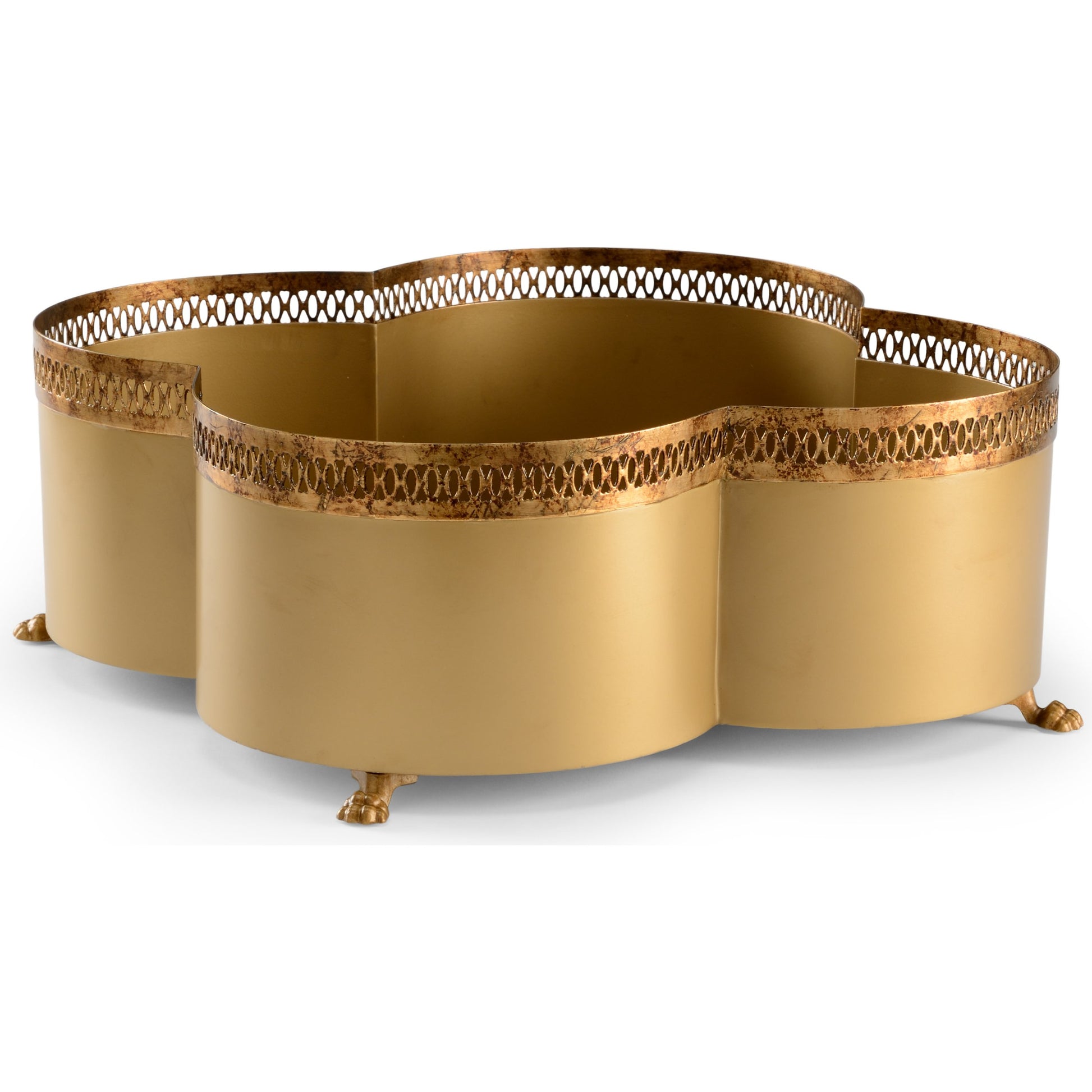 Tracery Cachepot by Chelsea House. Made from metal in a traditional style.