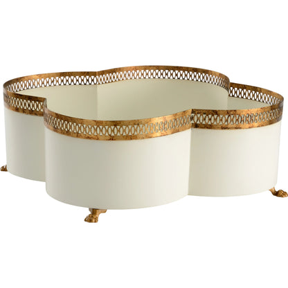 Tracery Cachepot by Chelsea House. Made from metal in a traditional style.