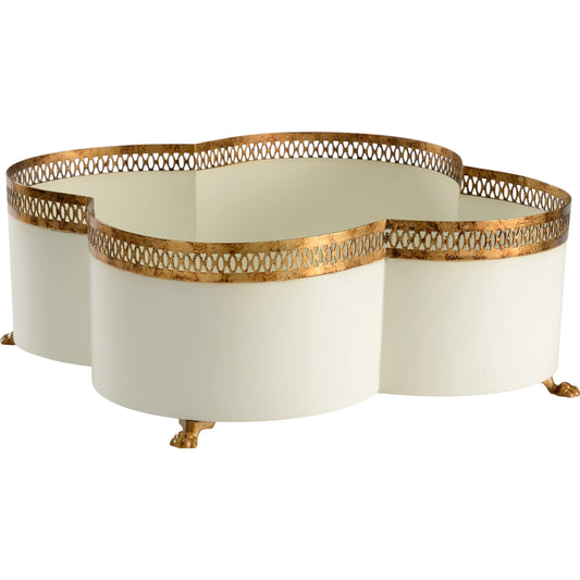 Tracery Cachepot by Chelsea House. Made from metal in a traditional style.