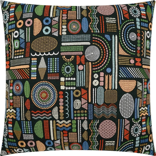 Glyphic Pillow by DV Kap Home in multi. Made from 100% cotton / embroidery: 100% viscose in a modern style.
