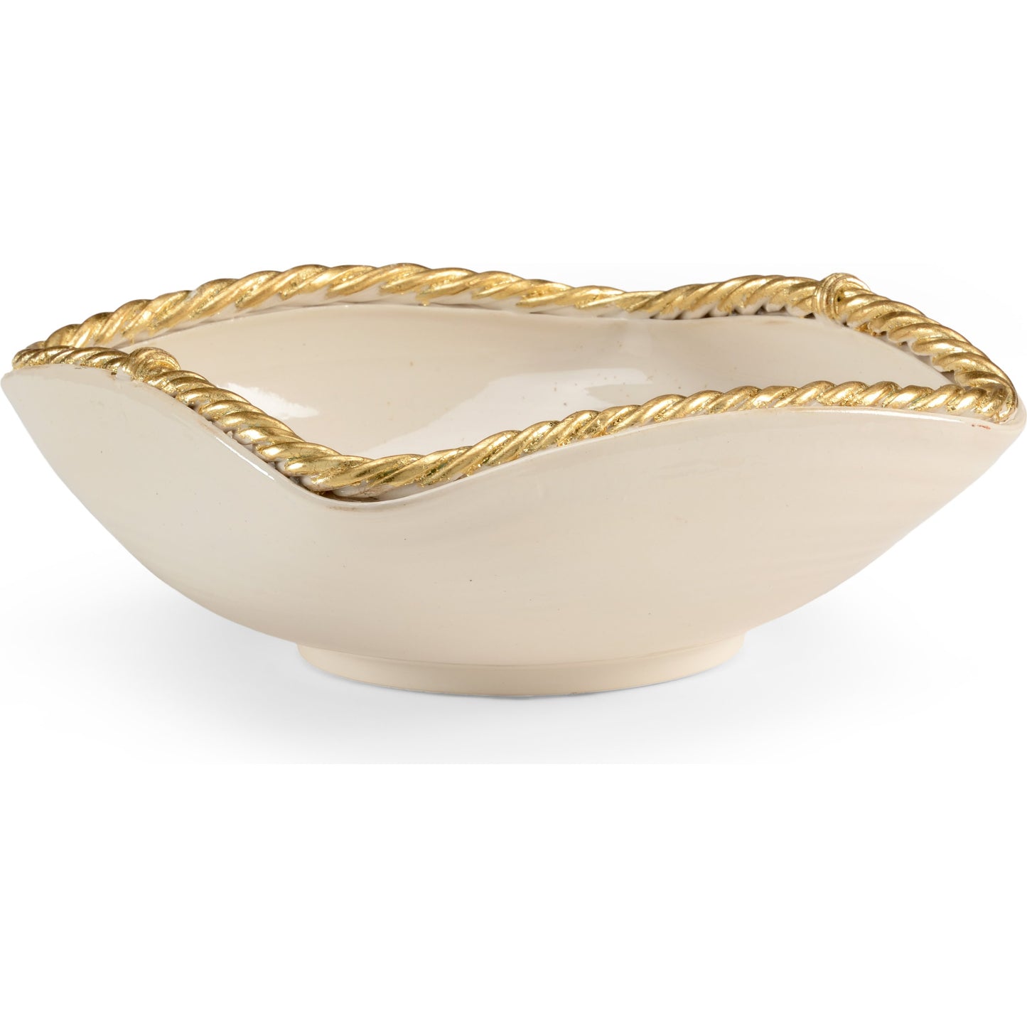 001 SR-383211 | Additional Silo | Madison Bowl by Chelsea House in hand made antique white, gold leaf. Made from antique white glaze - gold leaf trim in a modern style.