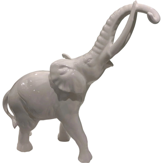 White Elephant by Chelsea House in hand made, white glaze. Made from unique in a eclectic & global style.