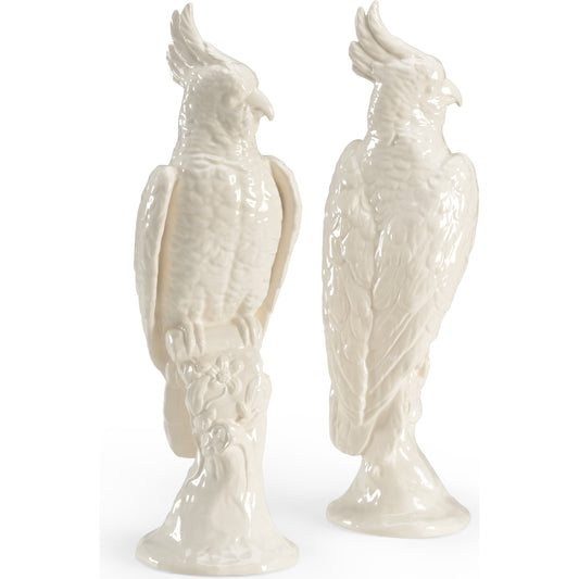 Cockatoos by Chelsea House in white. Made from hand painted ceramic in a coastal style.