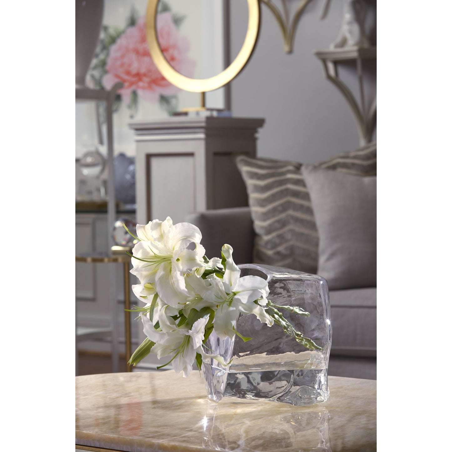 004 SR-381911 | Lifestyle | Ashley Glass Accent by Chelsea House in clear. Made from free form vase in a modern style.