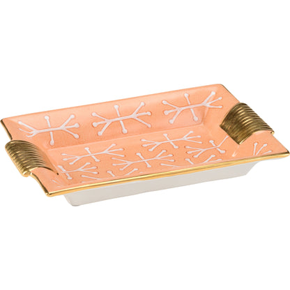 Pamela Tray by Chelsea House in peach glaze, gold trim. Made from peach glaze - gold trim in a transitional style.