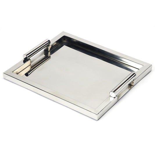 Morante Stainless Steel Rectangular Serving Tray by Butler Specialty Company in silver and hors d'oeuvres. Made from stainless steel in a modern style.