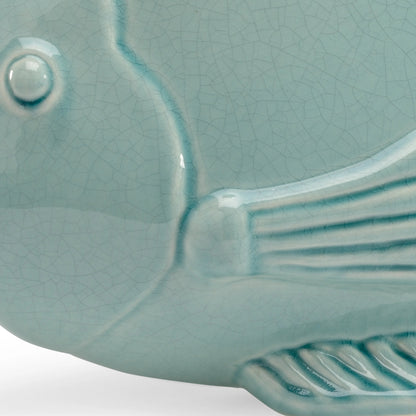 Celadon Fish by Chelsea House in crackle celedon glaze. Made from crackle celadon glaze in a coastal style.