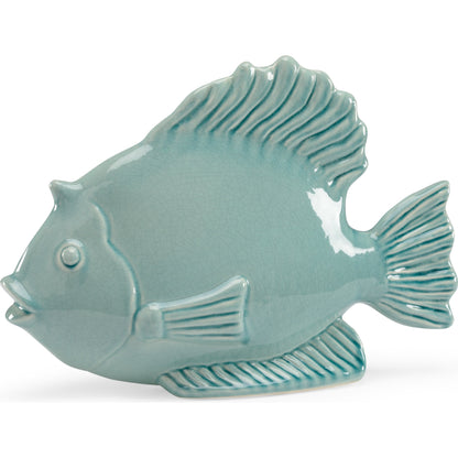 Celadon Fish by Chelsea House in crackle celedon glaze. Made from crackle celadon glaze in a coastal style.