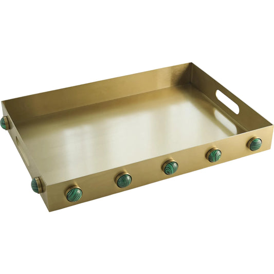 Pandora Malachite Tray by Global Views. Made from stainless steel, faux pandora malachite in a unique style.