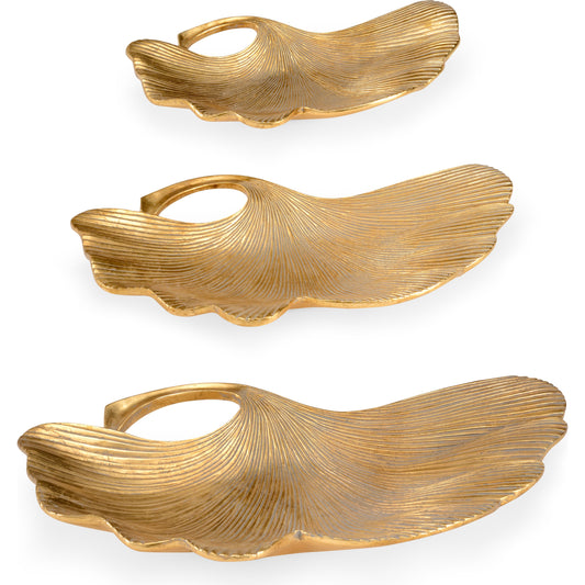 Lotus Leaf Trays by Chelsea House in gold. Made from unique in a transitional style.