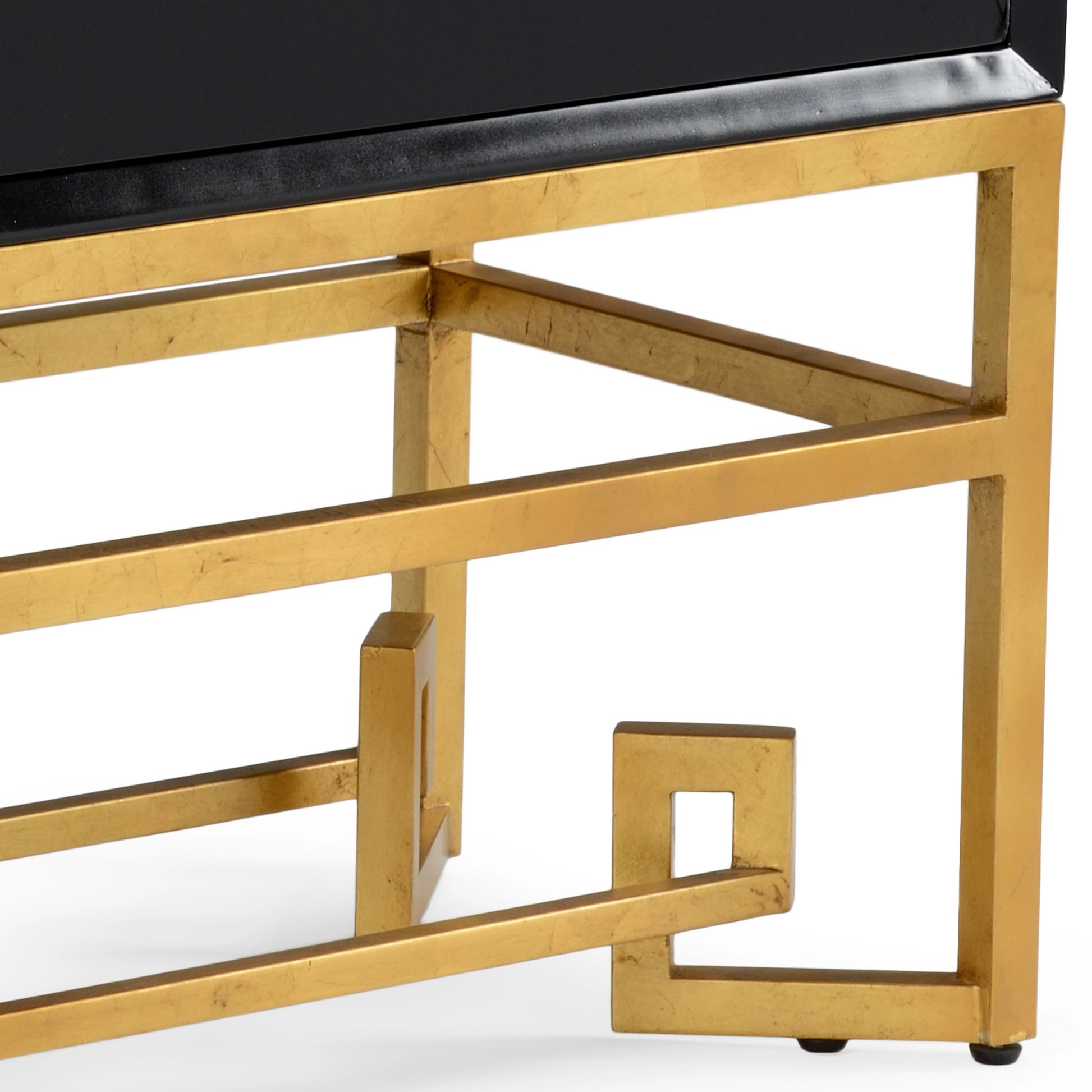 Decker Cabinet by Chelsea House in black, gold leaf. Made from gold leaf finishes in a transitional style.