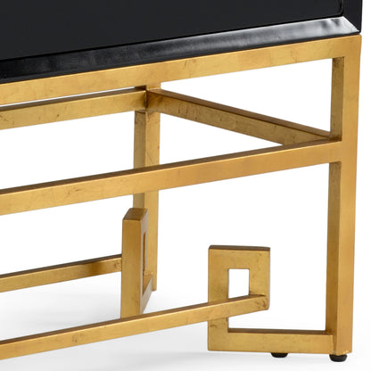 Decker Cabinet by Chelsea House in black, gold leaf. Made from gold leaf finishes in a transitional style.