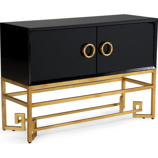 Decker Cabinet by Chelsea House in black, gold leaf. Made from gold leaf finishes in a transitional style.