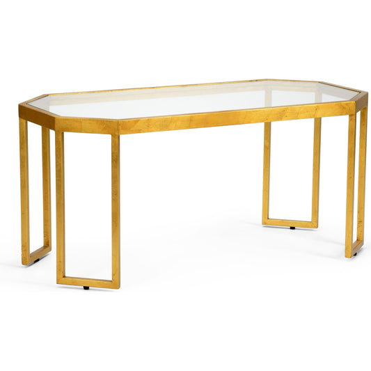 Louisville Cocktail Table by Chelsea House in gold. Made from gold leaf finish in a transitional style.
