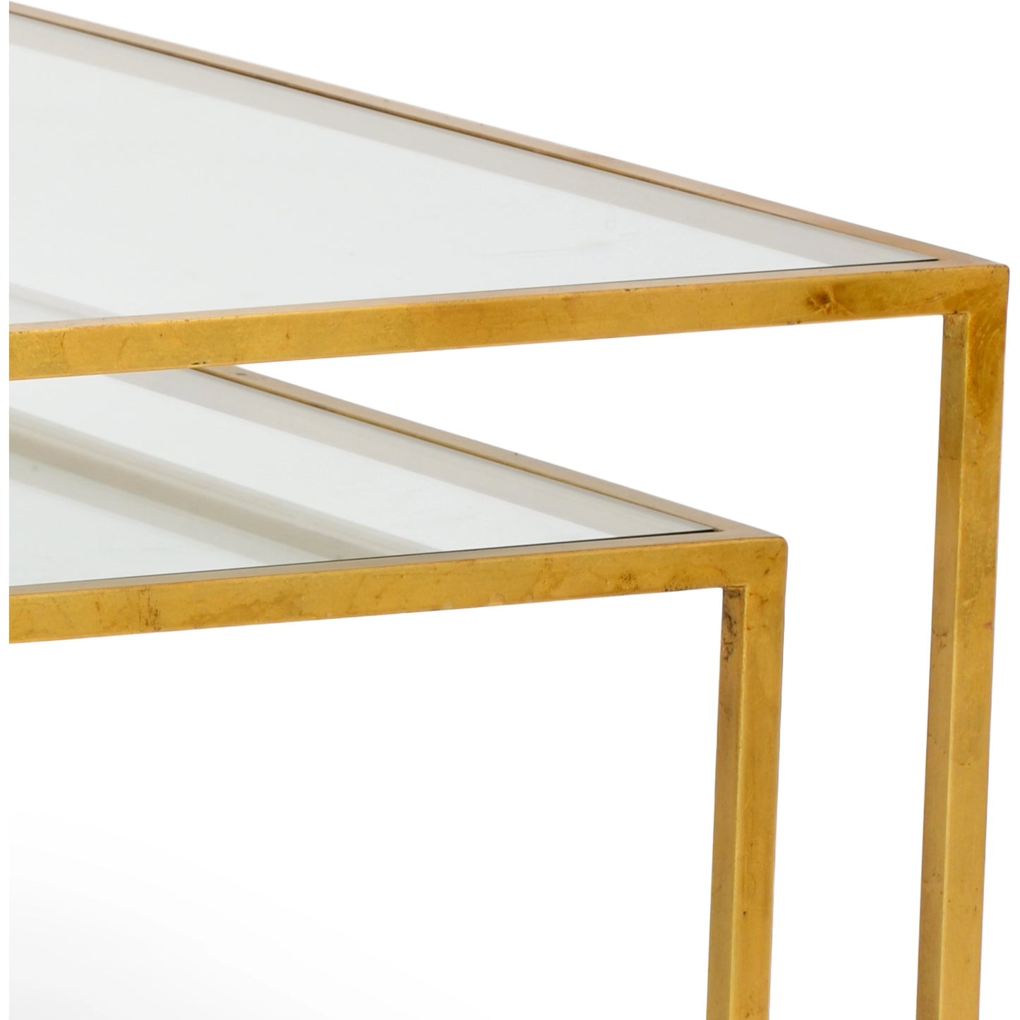 001 SR-383377 | Primary Silo | Nested Cocktail Tables by Chelsea House in gold leaf, clear. Made from gold leaf finish - iron in a modern style.