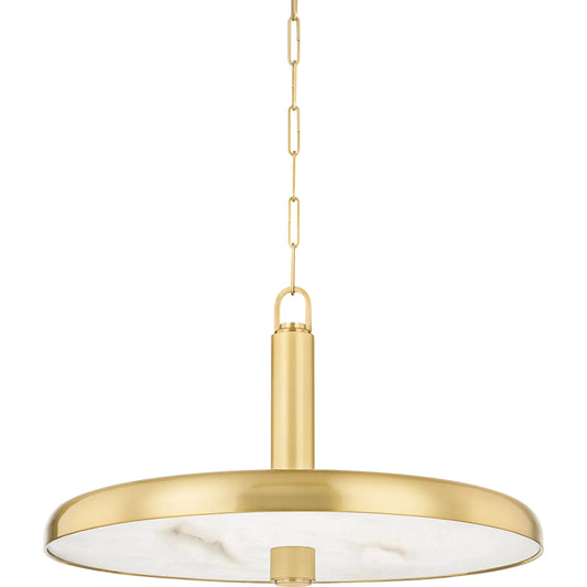 Reynolds 1 Light Pendant by Hudson Valley in aged brass. Made from steel in a modern style.