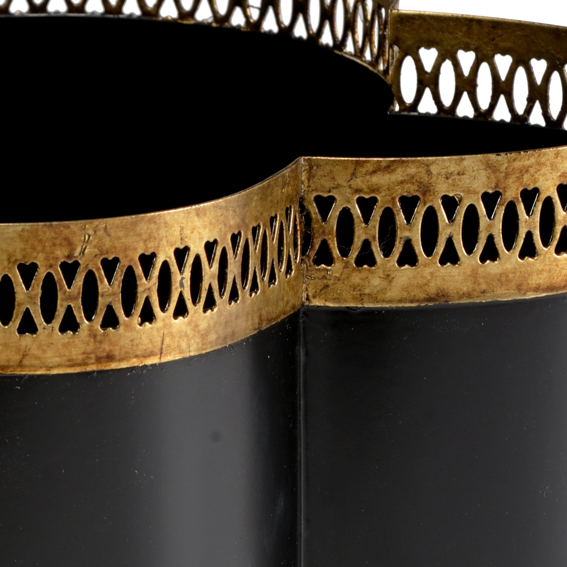 Tracery Cachepot by Chelsea House. Made from metal in a traditional style.