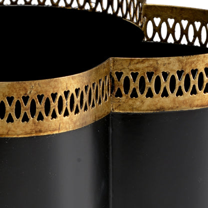 Tracery Cachepot by Chelsea House. Made from metal in a traditional style.