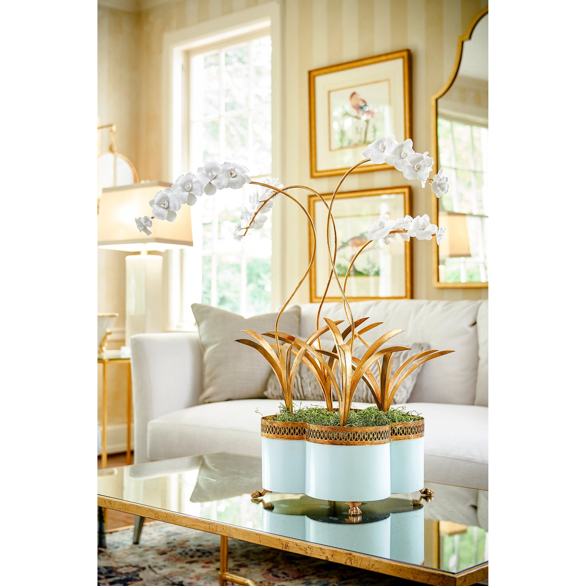 Tracery Cachepot by Chelsea House. Made from metal in a traditional style.